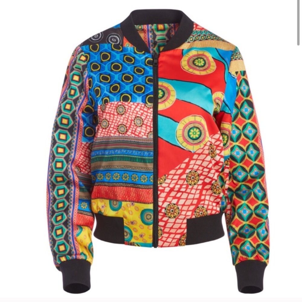 Multicolor Patchwork Bomber Jacket - Women